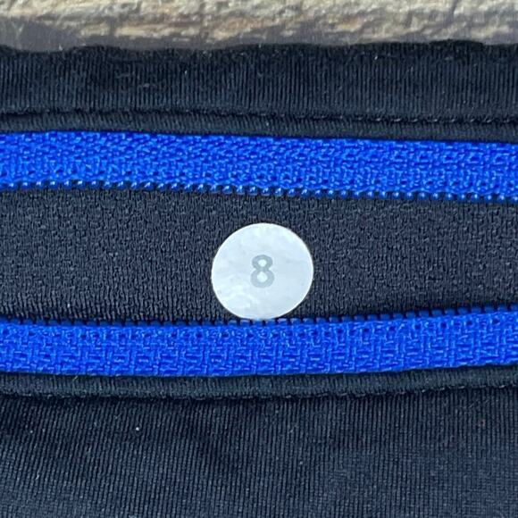 Lululemon Speed Shorts Heathered Black Lakeside Blue SZ 8 - Picture 3 of 10